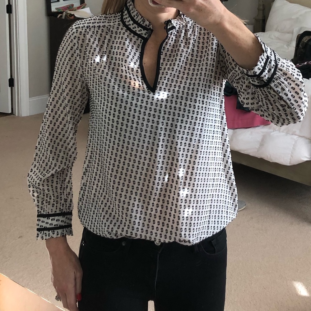J Crew shirt white & Black sz 2